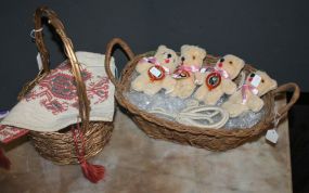 Two Baskets with bear and purse.