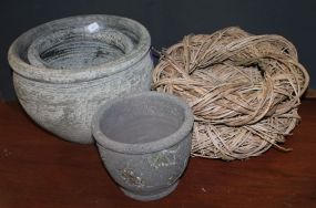 Pottery Planters and Woven Wreath Planters