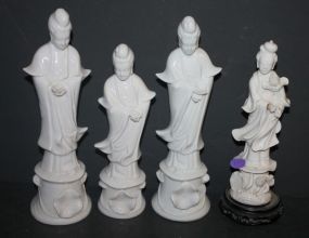 4 Oriental Porcelain Gushi Figurines