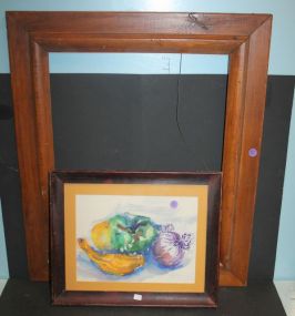 Watercolor of Fruit artist signed by Lois Neely 1984 and pine frame;