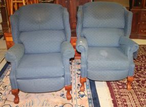 Pair Upholstered Wing Chairs Pair upholstered wing chairs