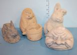 3 Resin Rabbits, Pottery Frown Face 3 Resin Rabbits, Pottery Frown Face 5