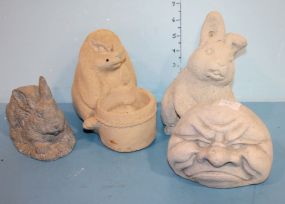 3 Resin Rabbits, Pottery Frown Face 3 Resin Rabbits, Pottery Frown Face 5