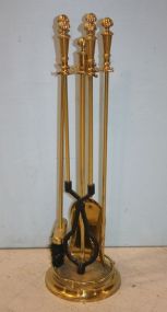 Brass Fireplace Tools and Stand 32