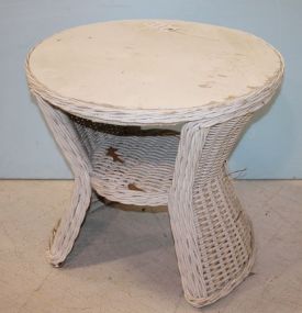 Contemporary Wicker Round Table wicker has cushions