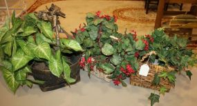 3 Baskets with Fake Greenery 10