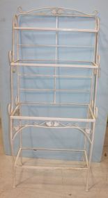 White Iron Bakers Rack with Glass Shelves, 32