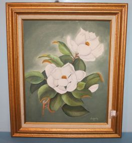 Vintage Painting of Magnolia signed Lon Bailey 1980