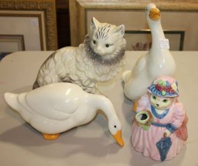 Two Ceramic Ducks, Cat Teapot, and Ceramic Cat Two Ceramic Ducks, Cat Teapot 8