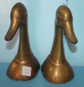 Pair Brass Duck Bookends 9