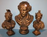 Three Painted Gold Classical Bust 13