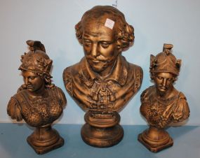 Three Painted Gold Classical Bust 13