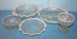 5 Pieces Depression Era Glass With White Enamel Rim 3