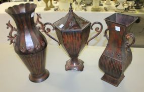 Three Contemporary Metal Pieces Two vases 17