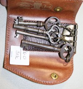 Leatherette Key Holder With Four Antique Keys Leatherette Key Holder With Four Antique Keys