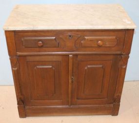 Victorian Marble Top Washstand Mid 19th century walnut Victorian marble top washstand (missing back splash) 29