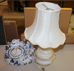 Vintage Linden Blue and White Porcelain Alarm Clock and Vintage Lamp Clock: 7