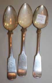 Serving Spoons Pair point Silverplate serving spoon and two Reed and Barton Silverplate serving spoons.