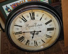 Decorative Tin Renee Estate Merlot Round Wall Clock 24