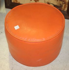 Vintage Orange Leatherette Footstool Vintage Orange Leatherette Footstool