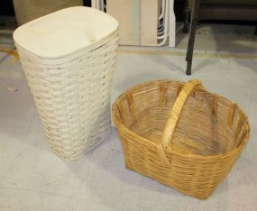 Vintage White Clothes Hamper and Vintage Basket Vintage White Clothes Hamper and Vintage Basket