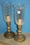 Pair Silverplate Lamps with Etched Shades 15
