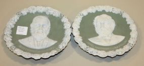 Two Small Porcelain Plaques of Writers. Longfellow and Whittier. 6