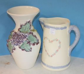 Pottery Vase Signed and Pottery Pitcher Pottery Vase Signed and Pottery Pitcher