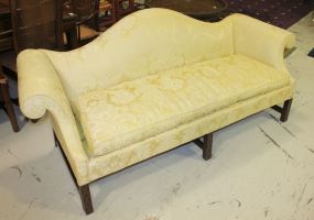 Chippendale Style Sofa From Warren Wright covered in yellow damask, 76