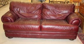 Faux Leather Sofa with Two Black Pillow Cushions 80