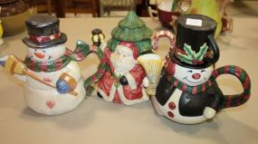 Teapot Collection Two snowmen, Santa teapot