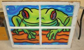 Painted Frog on Divided Window 40