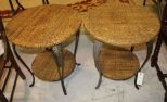 Pair Rattan and Metal Tables 22