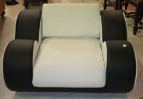 Super Cool Black and White Leather Chair Race Car Recliner 42