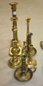 Group of Seven Brass Candlesticks 8