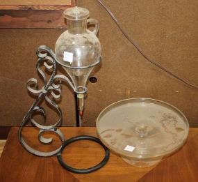 Glass Cake Stand Base Etched bottle