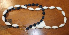 Vintage Necklaces Vintage blue enamel Napier necklace and vintage white enamel Napier necklace.