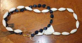 Vintage Necklaces Vintage blue enamel Napier necklace and vintage white enamel Napier necklace.
