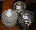 Coasters, Glass Coasters 7 Bobeche and 7 Silverplate Coasters Coasters, Glass Coasters 7 Bobeche and 7 Silverplate Coasters