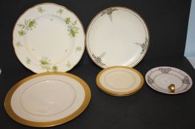 Lenox Dinner Plate And Other Plates Lenox dinner plate, English painted plate, two Lenox bread and butter plates, two handpainted plates