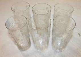 Set of 6 Etched Juice Glasses Set of 6 Etched Juice Glasses