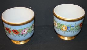 Pair Small Marked Handpainted Flower Pots Pair of Small Marked Made in Portugal Handpainted Flower Pots 4 1/2