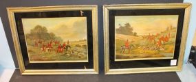 Two Framed Vintage Prints Two Framed Vintage Prints of Fox Hunt