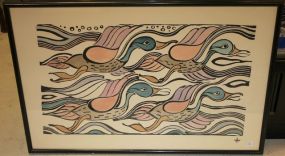 Walter Anderson Print Walter Anderson Print entitled ducks (4) flying across 39