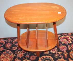 Vintage Maple Oval Top Table With Magazine Rack 23