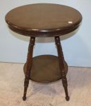 Early 20th Century Oak Round Side Table With Shelf 24
