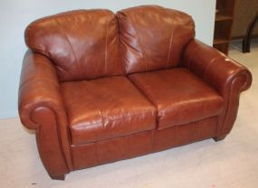 Two Cushion Faux Leather Settee 60