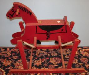 Painted Red Rocking Horse 34