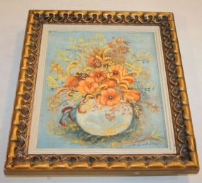 Floral Oil Painting Signed F. Brooks 13
