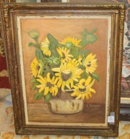 Oil Painting of Flowers signed F. Brooks 15
